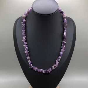 Vintage single strand amethyst stone gemstone chip bead necklace artisan-boho.
